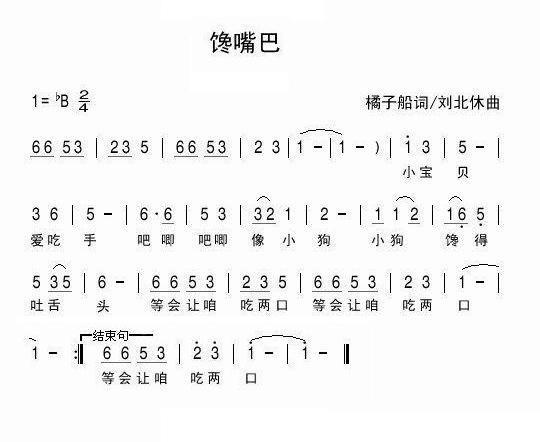 馋嘴巴（刘北休曲 橘子船词） -  简谱第1页