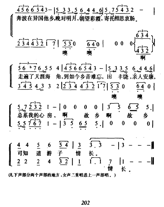 故乡恋（女声小组唱或女声二重唱）（2/3） -  简谱第1页