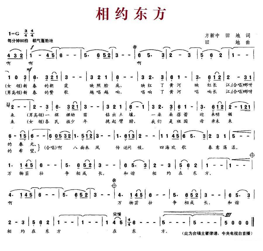 相约东方 -  简谱第1页