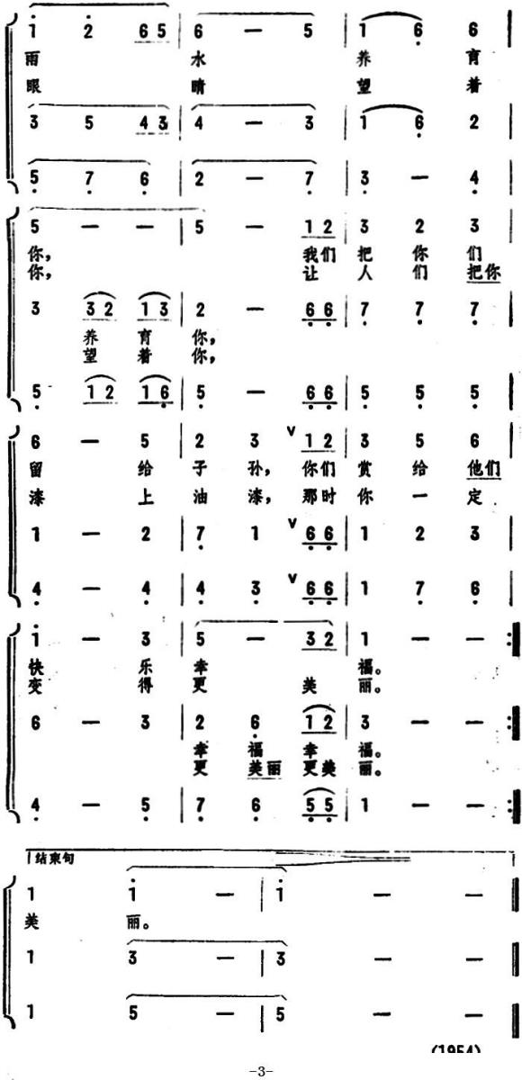 小树快长大（《森林大合唱》选曲 女声三重唱或三部合唱）（2/2） -  简谱第1页