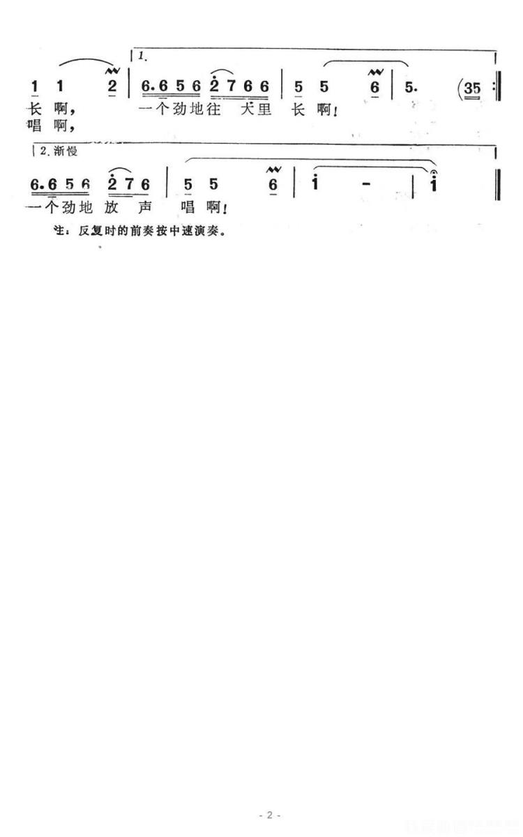 电视剧《连年有鱼》插曲：亮开嗓门放声唱（2/2） -  简谱第1页