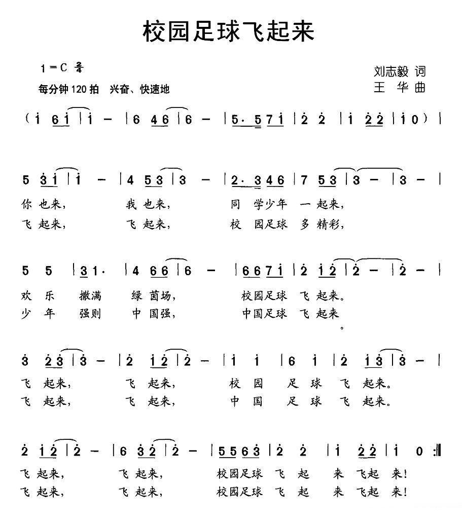 校园足球飞起来 -  简谱第1页