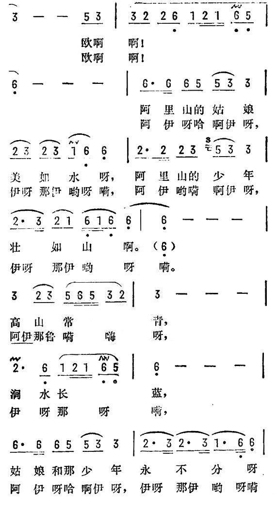 台湾民歌：阿里山的姑娘（2/6） -  简谱第1页