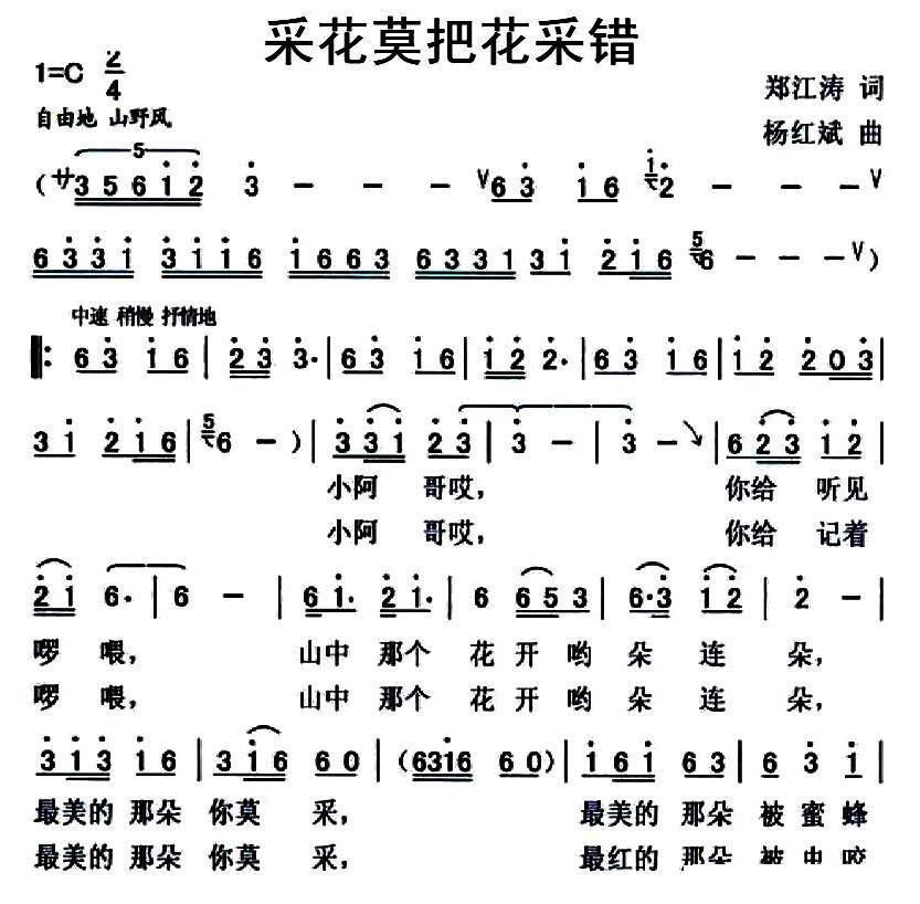 采花莫把花采错（1/2） -  简谱第1页