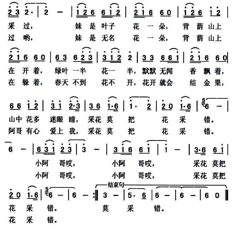 采花莫把花采错（2/2） -  简谱第1页