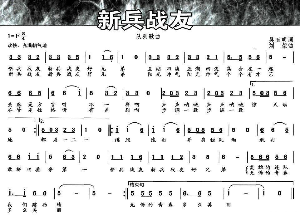 队列歌曲：新兵战友 -  简谱第1页