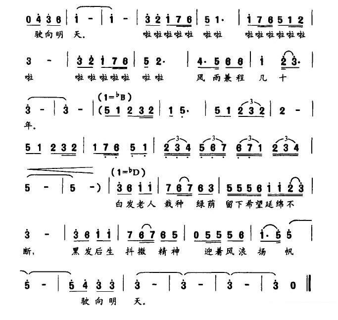 宋祖英演唱：回望（晓光词 徐沛东曲）（2/2） -  简谱第1页