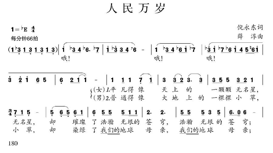 人民万岁（倪永东词 薛淳曲）（1/2） -  简谱第1页