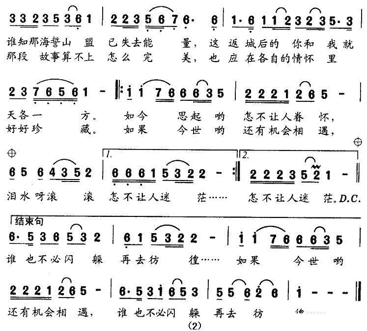 逝去的岁月——献给东北知青（2/2） -  简谱第1页