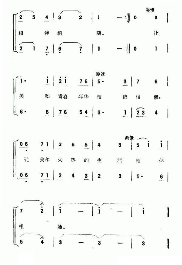 年青的朋友谁不爱美（佳向曲 于家臻词）（2/2） -  简谱第1页
