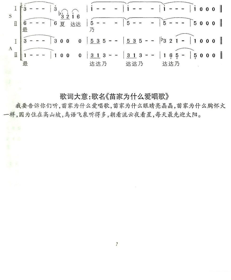 苗山最早迎太阳（又名：第兴为郎乃虽固沙）（3/3） -  简谱第1页