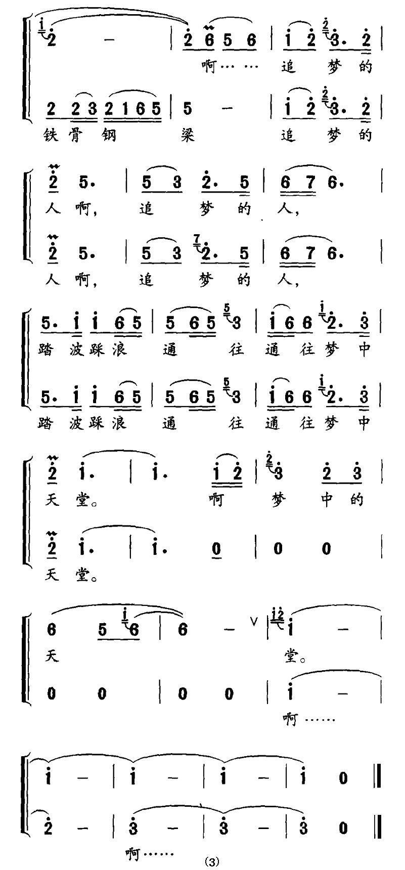 追梦的人（独唱+伴唱）（3/3） -  简谱第1页