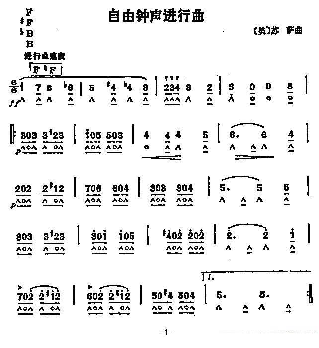 自由钟声进行曲（苏萨曲） -  简谱第1页