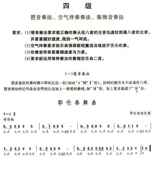 考级四级曲目：鄂伦春舞曲 -  简谱第1页