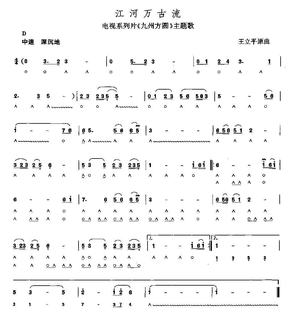 电视系列片《九州方圆》主题歌：江河万古流 -  简谱第1页