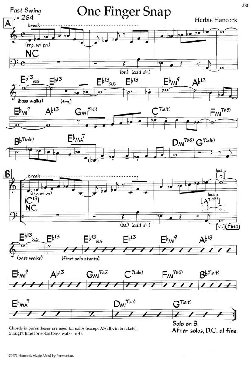 One Finger Snap（爵士钢琴曲） -  简谱第1页