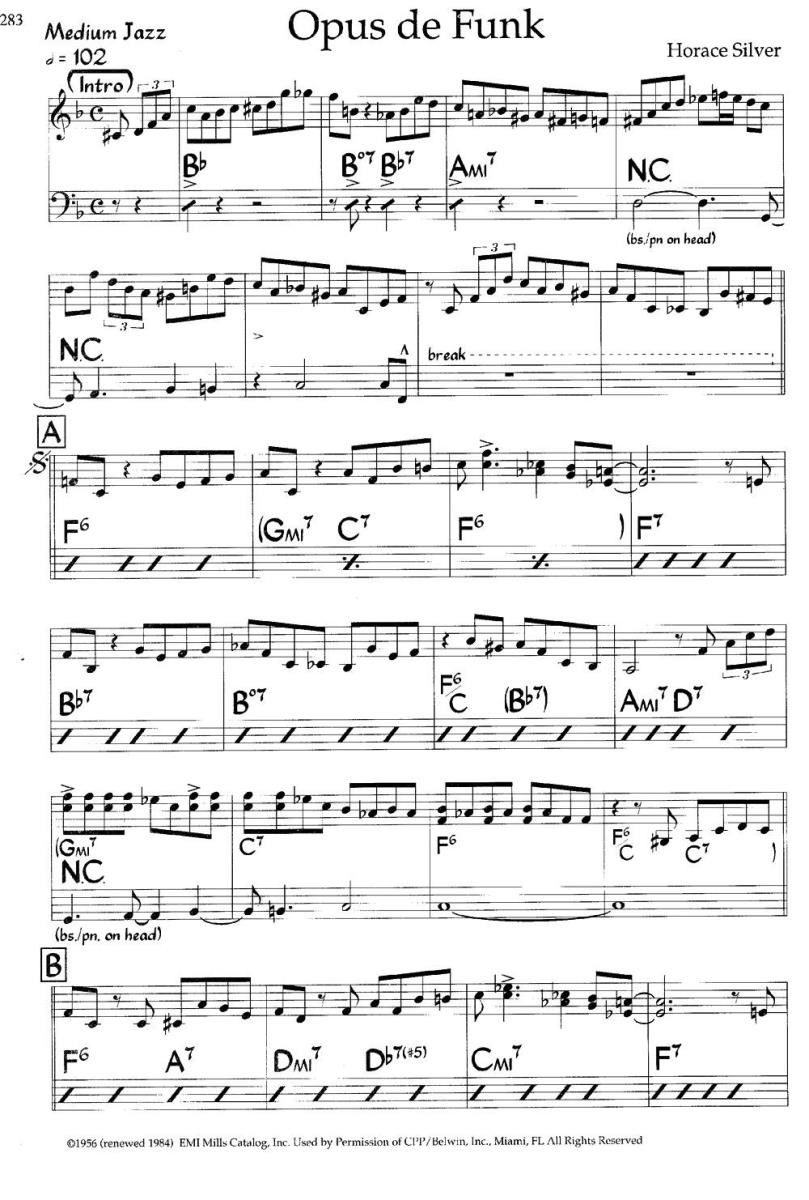 Opus de Funk（爵士钢琴曲） -  简谱第1页