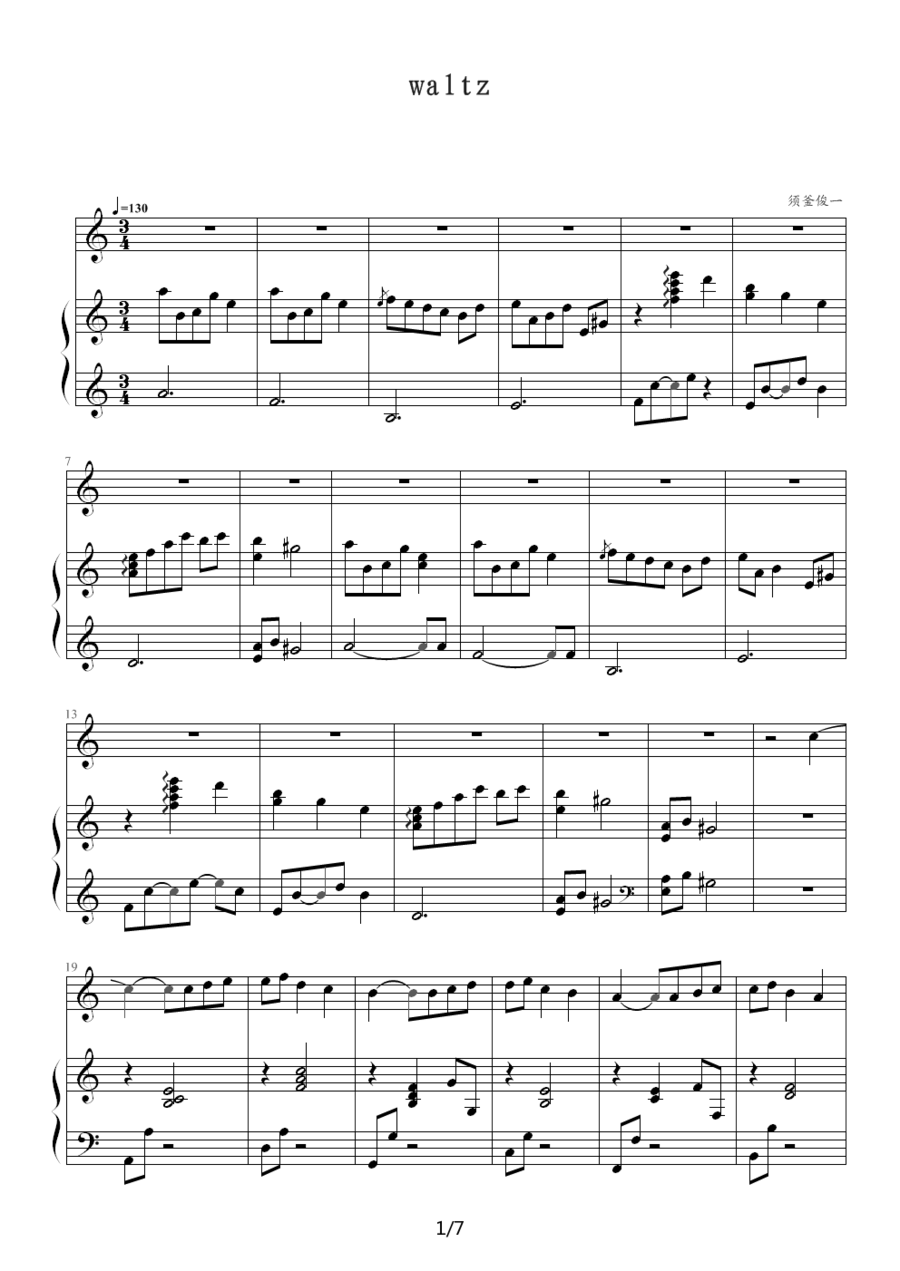 waltz（须釜俊一曲） -  简谱第1页