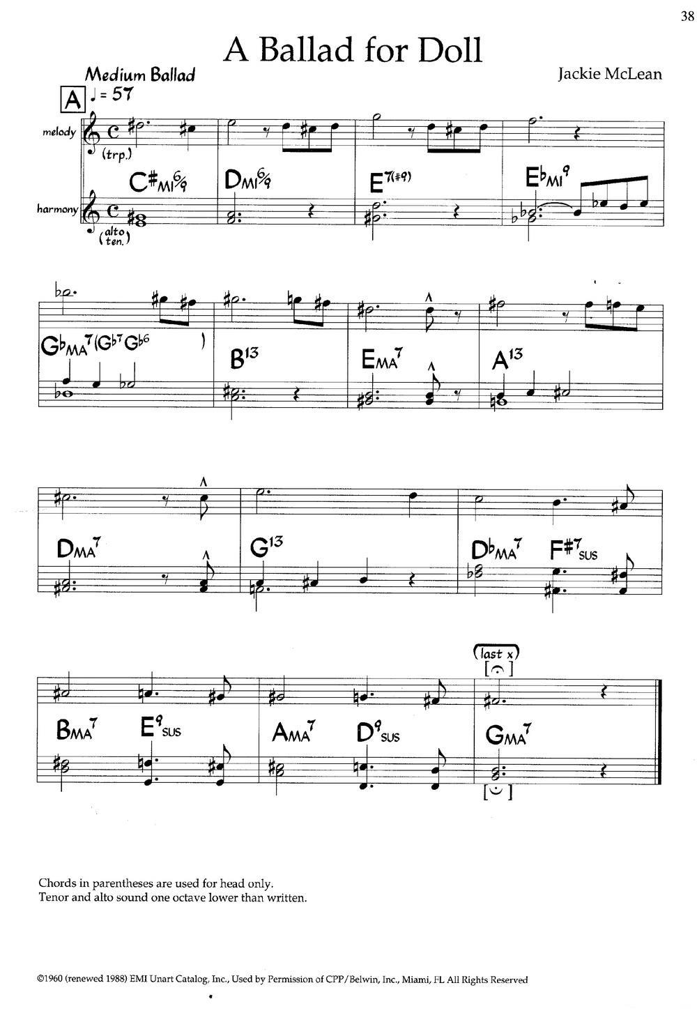 A ballad for Doll（爵士钢琴曲） -  简谱第1页