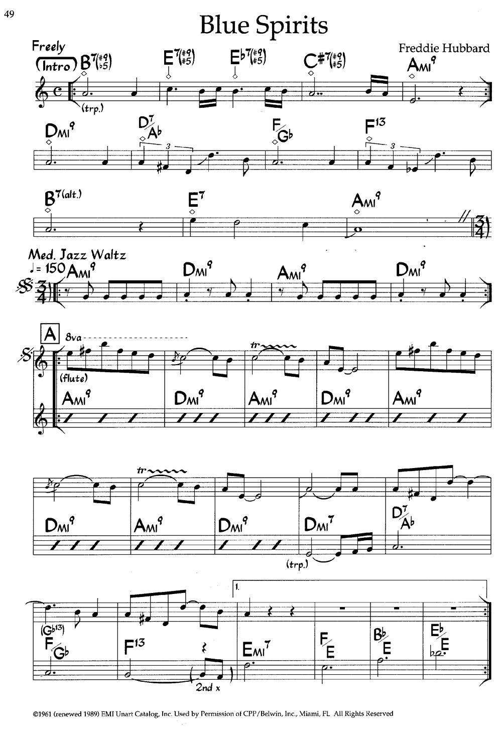 Blue Spirits（爵士钢琴曲） -  简谱第1页