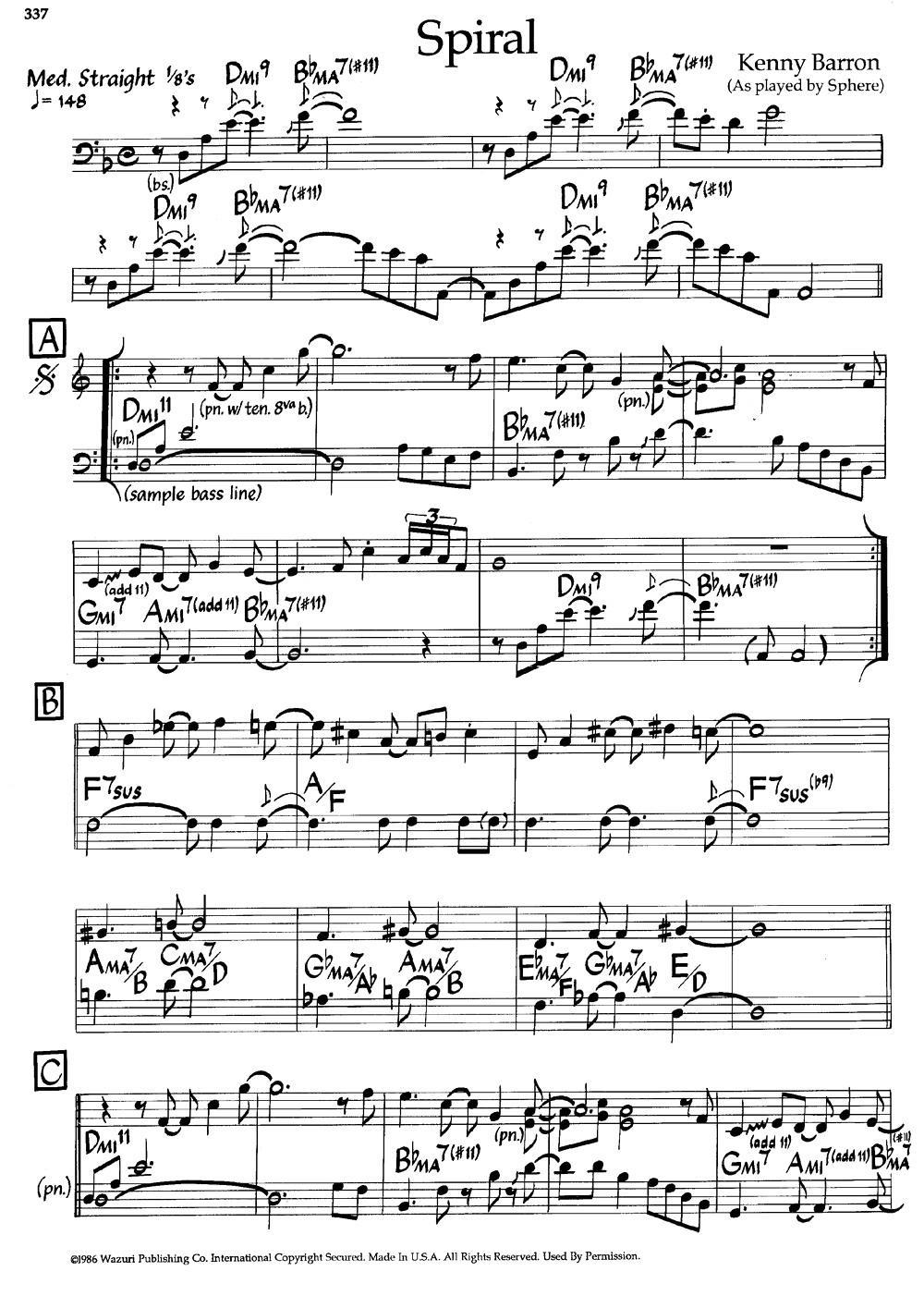 Spiral（爵士钢琴曲） -  简谱第1页