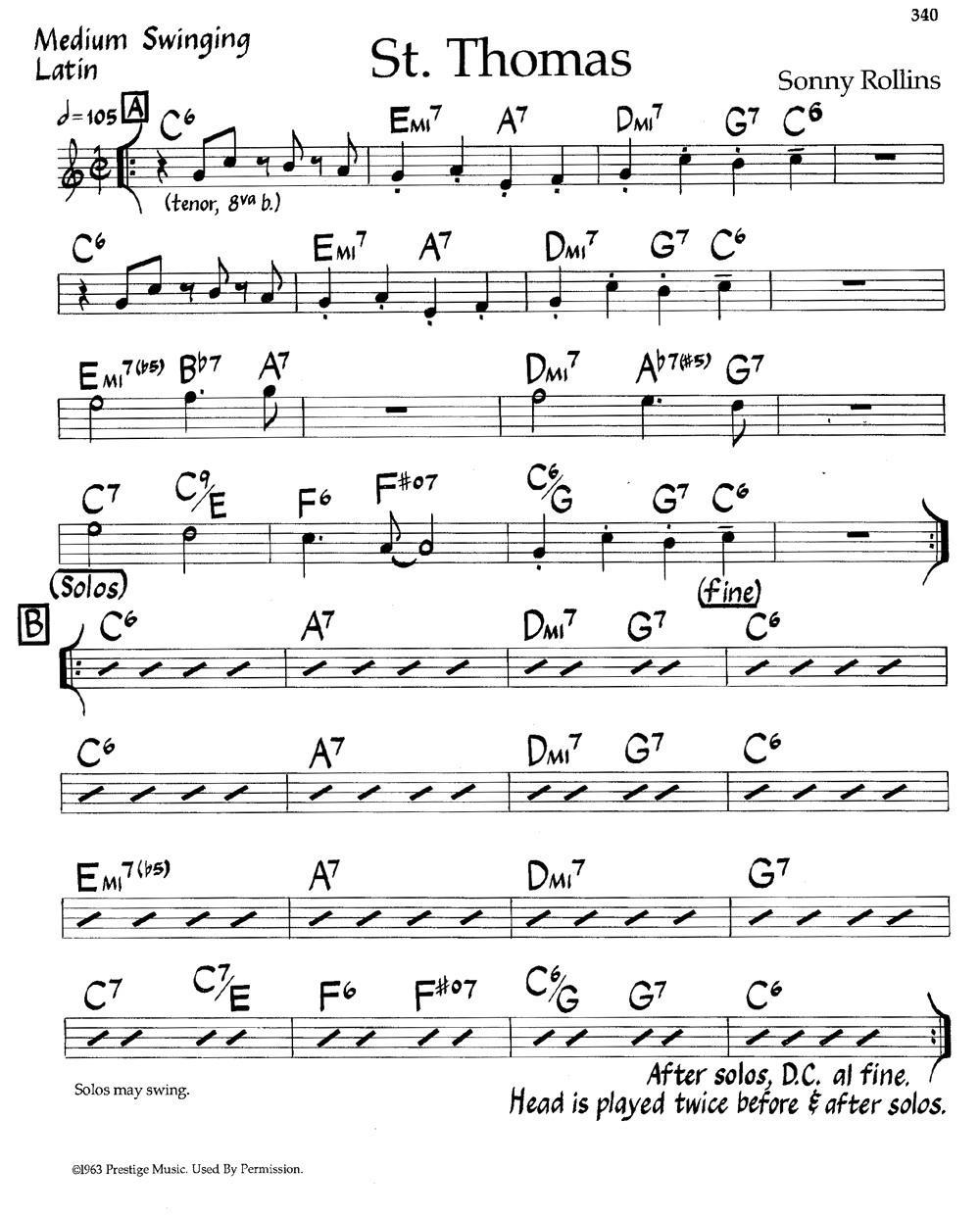 St.Thomas（爵士钢琴曲） -  简谱第1页