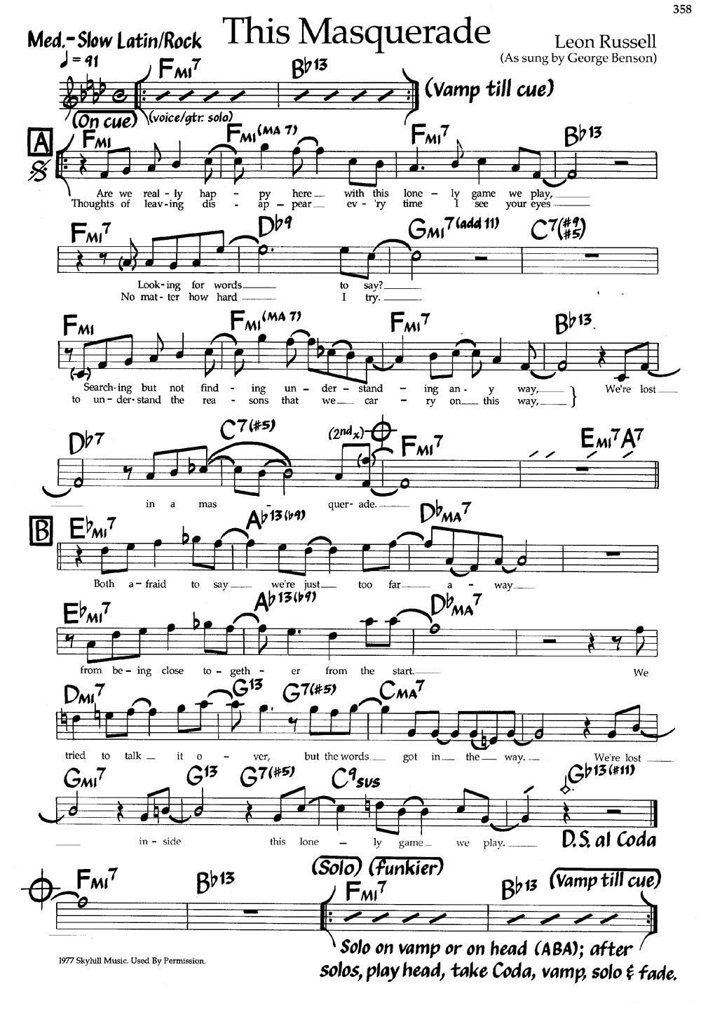 This Masquerade（爵士钢琴曲） -  简谱第1页