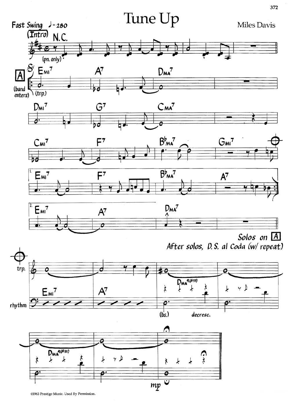 Tune Up（爵士钢琴曲） -  简谱第1页