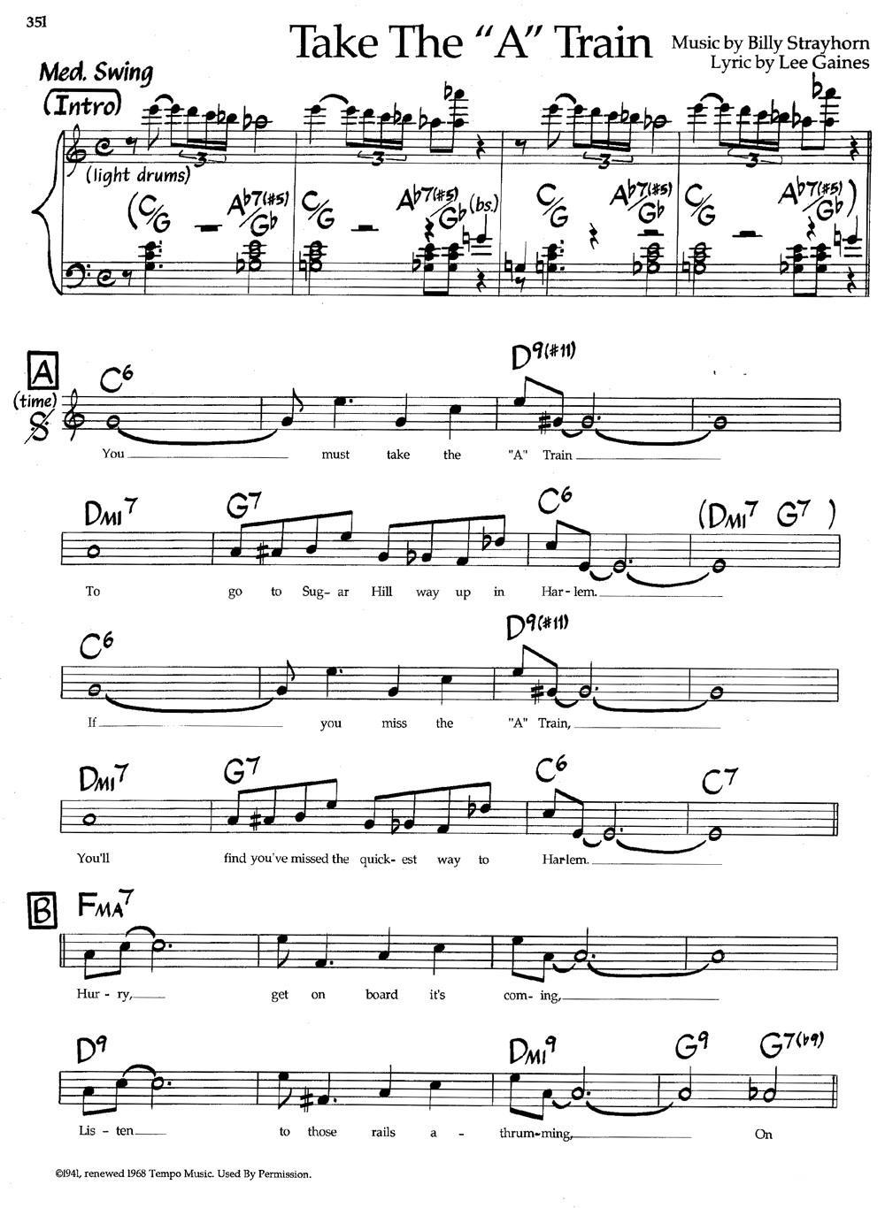 Take The"A"Train（爵士钢琴曲） -  简谱第1页