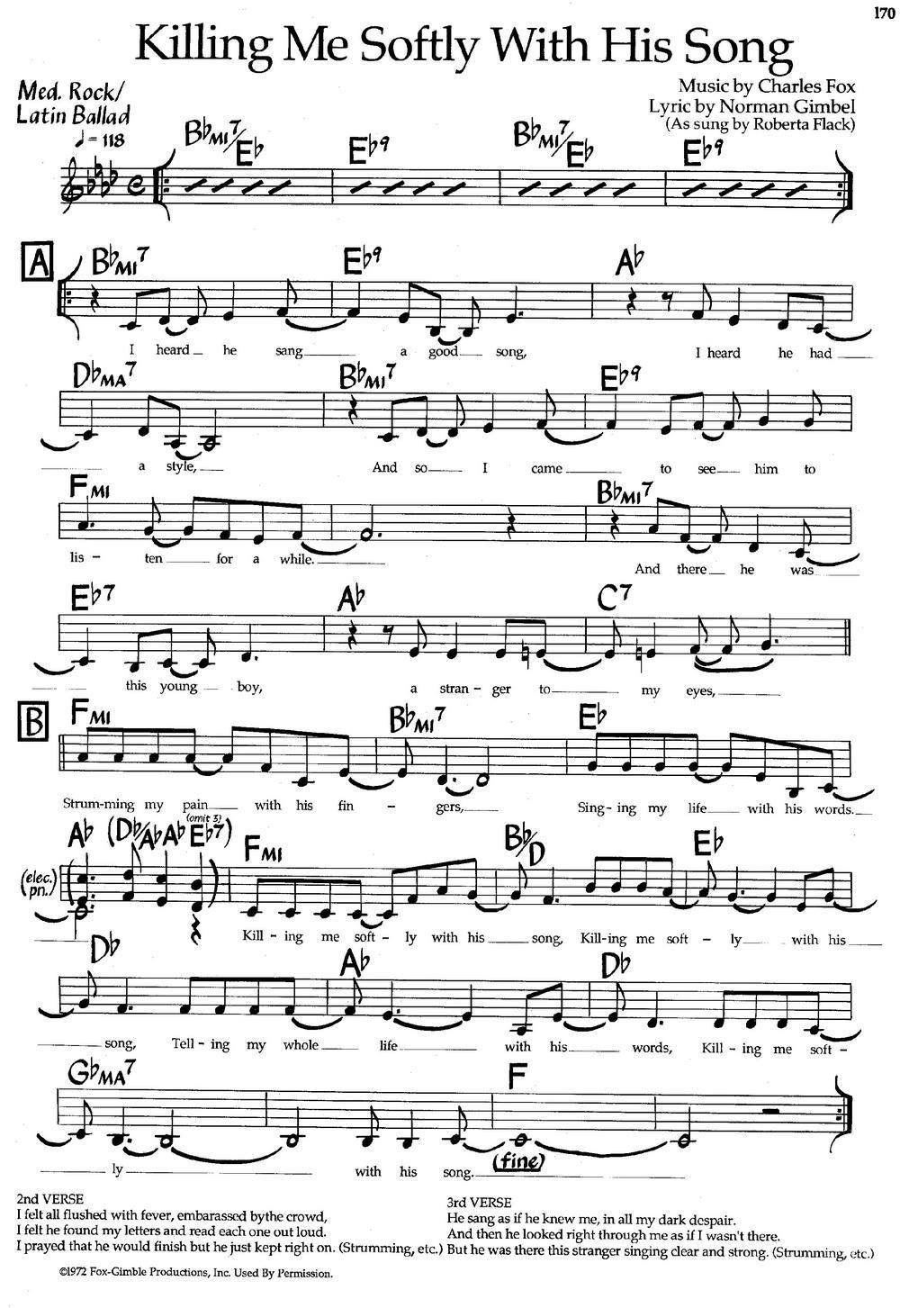Killing Me Softly With His Song（爵士钢琴曲） -  简谱第1页