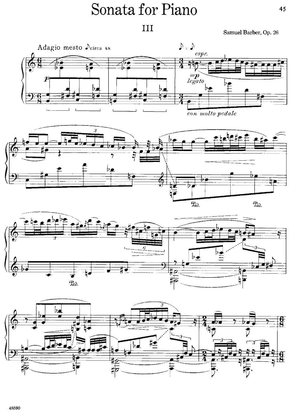 降e小调钢琴奏鸣曲 op.26 v.3 -  简谱第1页