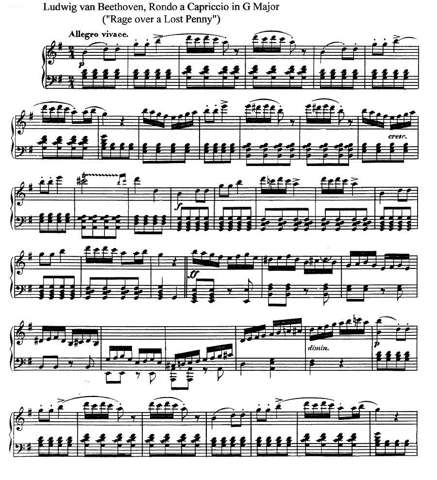 丢失一分钱的愤怒 Op.129 -  简谱第1页
