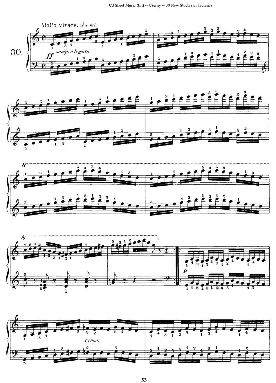 Czerny - 30 New Studies - 30 -  简谱第1页