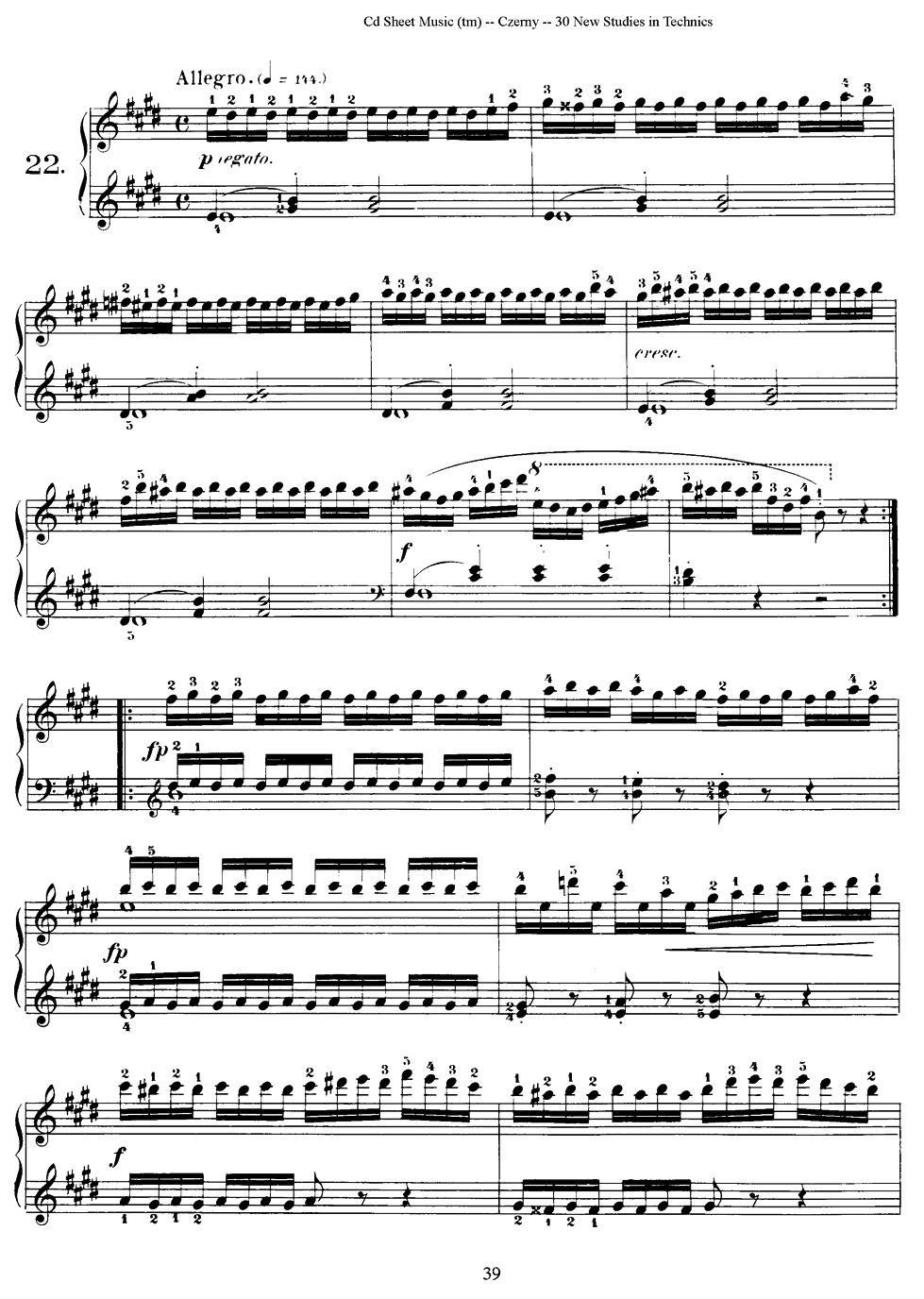 Czerny - 30 New Studies - 22 -  简谱第1页