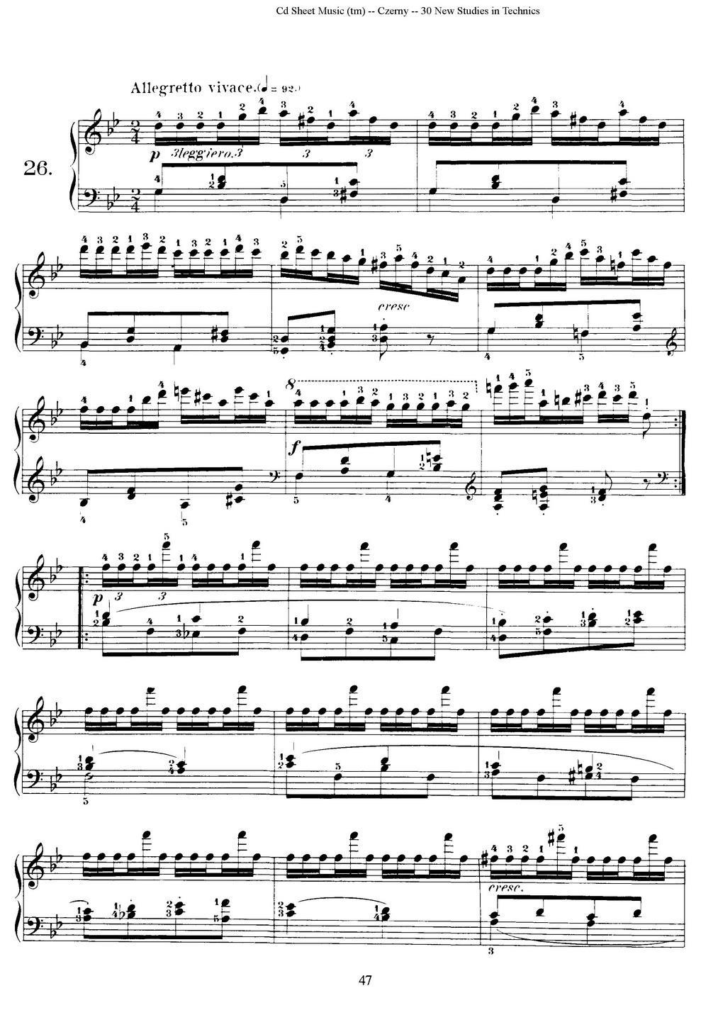 Czerny - 30 New Studies - 26 -  简谱第1页