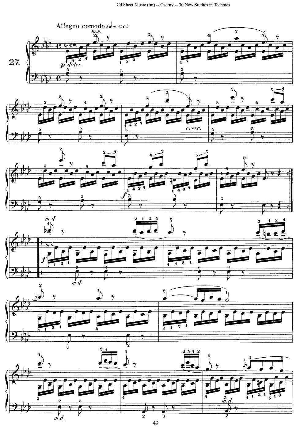 Czerny - 30 New Studies - 27 -  简谱第1页