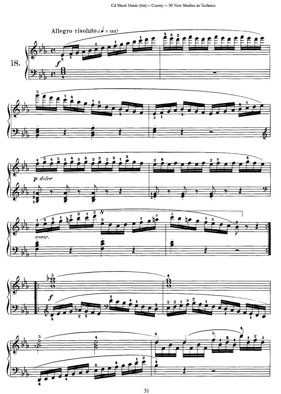 Czerny - 30 New Studies - 18 -  简谱第1页