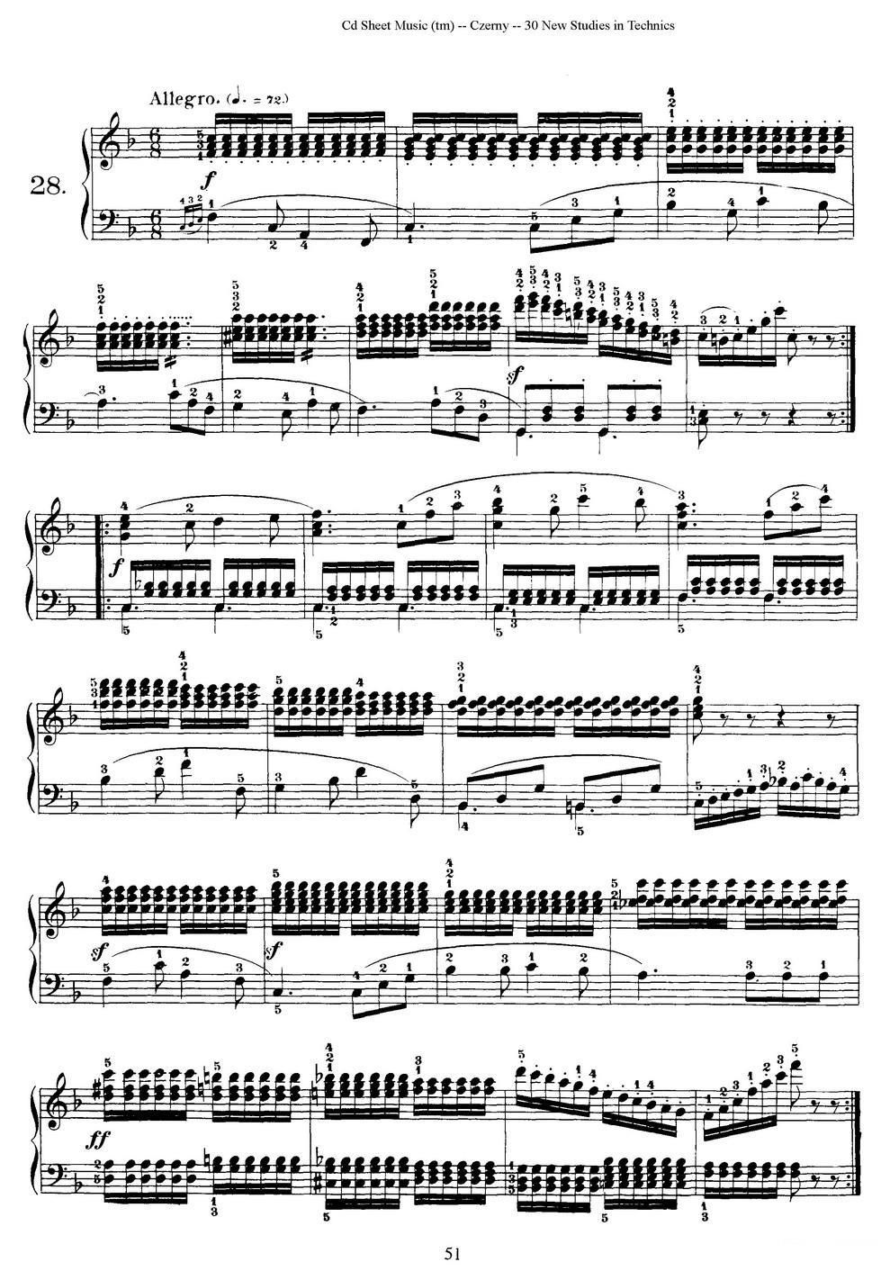 Czerny - 30 New Studies - 28 -  简谱第1页