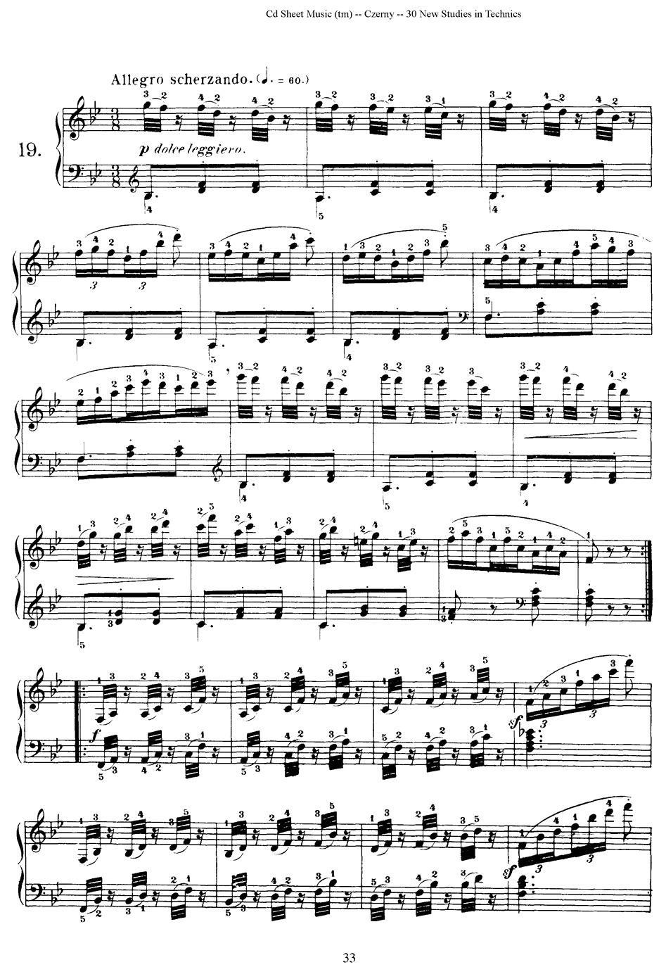 Czerny - 30 New Studies - 19 -  简谱第1页