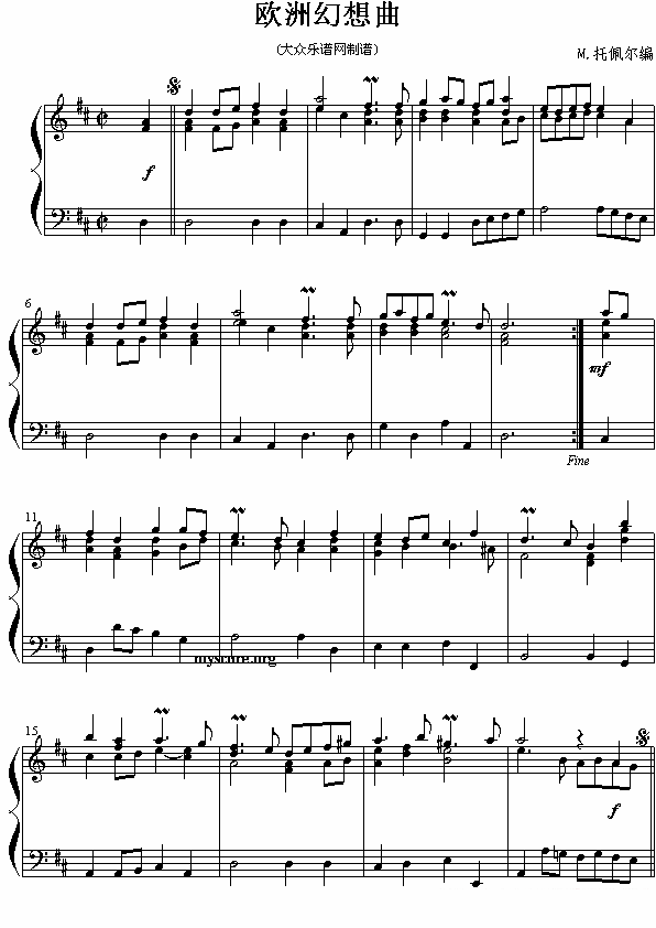欧洲幻想曲（M·托佩尔编曲） -  简谱第1页