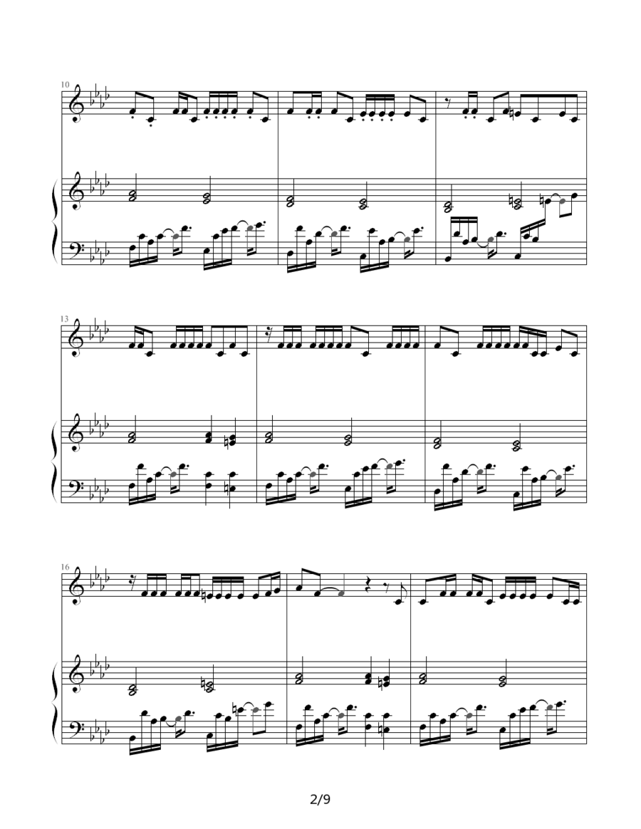 夜曲（周杰伦曲 巴特尔编配 钢琴伴奏谱） -  简谱第2页