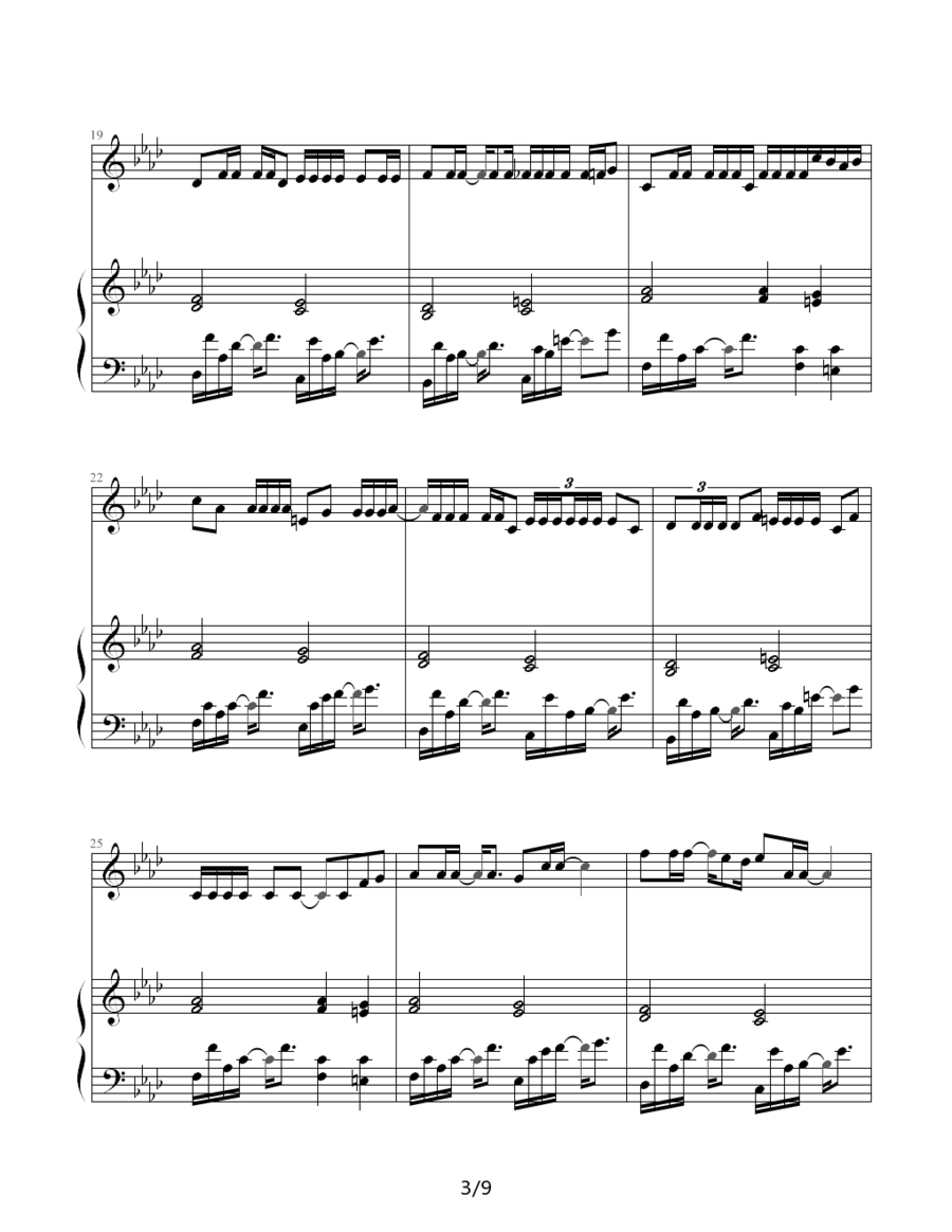 夜曲（周杰伦曲 巴特尔编配 钢琴伴奏谱） -  简谱第3页