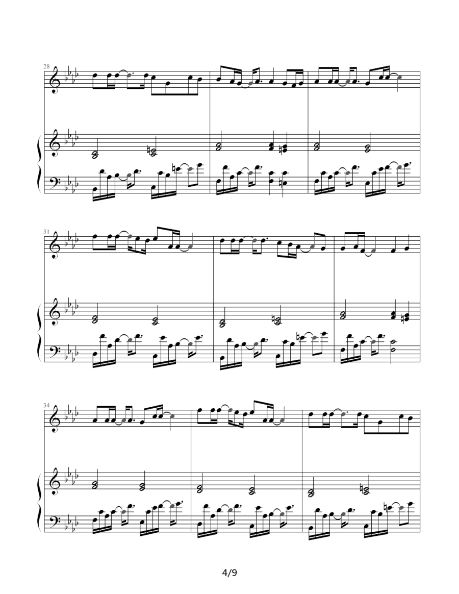 夜曲（周杰伦曲 巴特尔编配 钢琴伴奏谱） -  简谱第4页