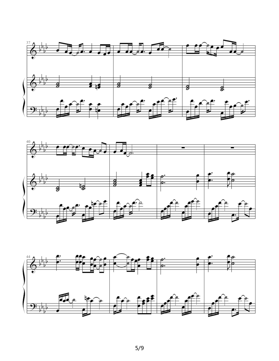 夜曲（周杰伦曲 巴特尔编配 钢琴伴奏谱） -  简谱第5页