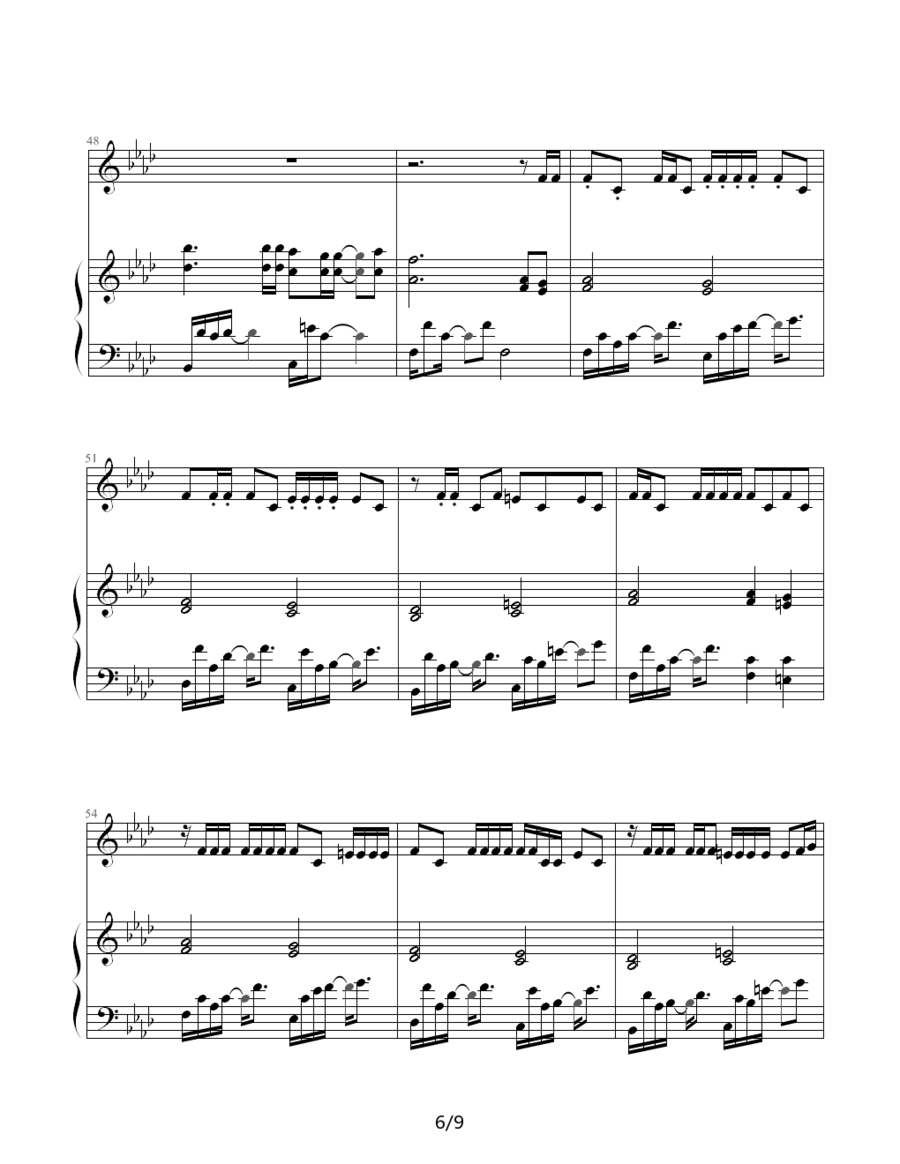 夜曲（周杰伦曲 巴特尔编配 钢琴伴奏谱） -  简谱第6页