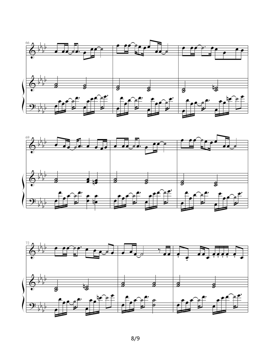 夜曲（周杰伦曲 巴特尔编配 钢琴伴奏谱） -  简谱第8页