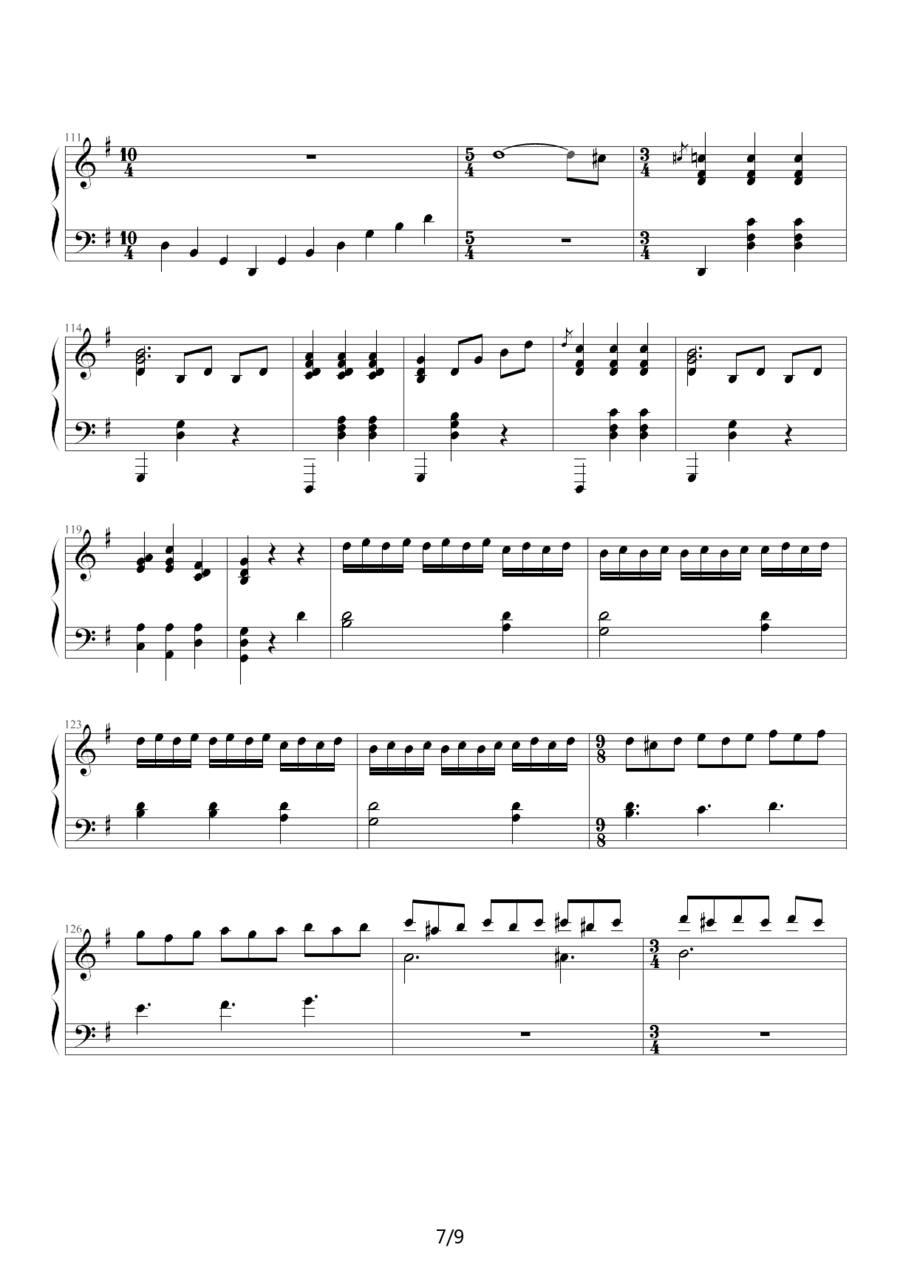 古代小步舞曲（湖北省恩施州钢琴10级曲目） -  简谱第7页