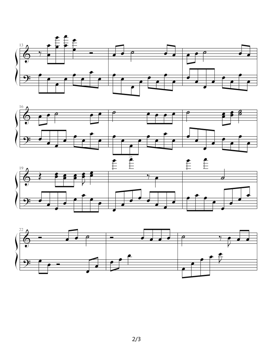 孤独的旋律（曲.谱 维维） -  简谱第2页
