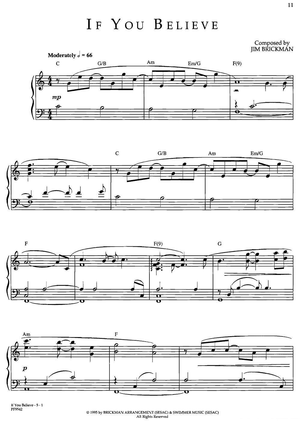 If You Beleve（金布来克曼曲） -  简谱第1页