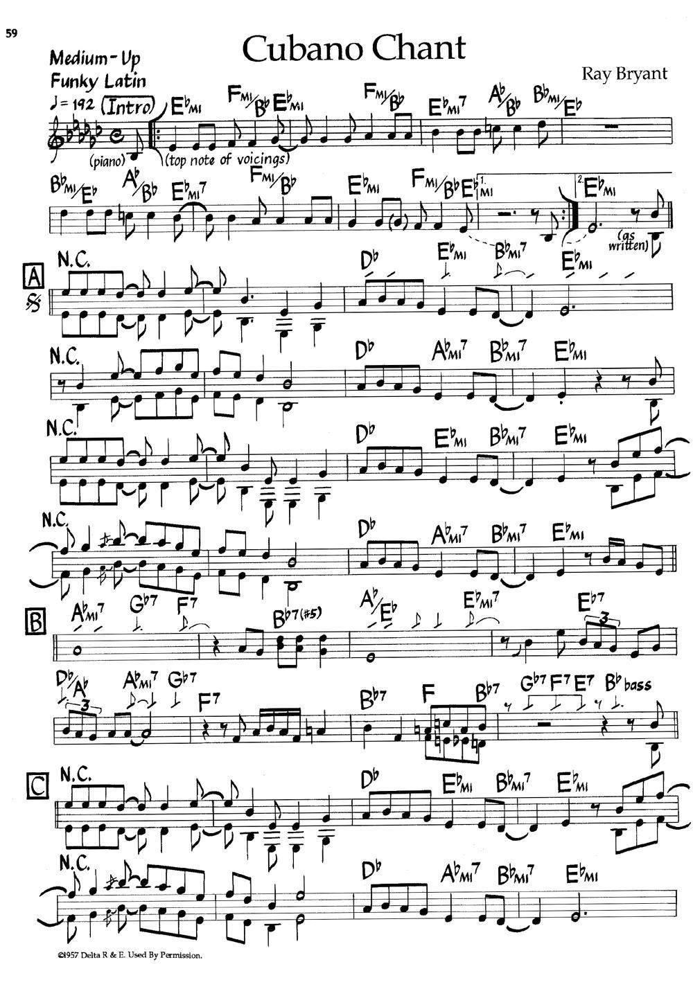 Cubano Chant（爵士钢琴曲） -  简谱第1页
